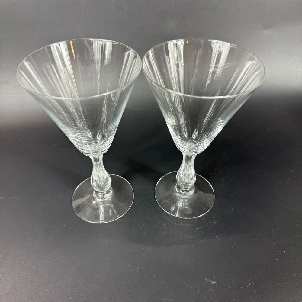 Vintage Kosta Boda Grace Clear Blown Glass Bubble Stem Water Goblets Set Of 2